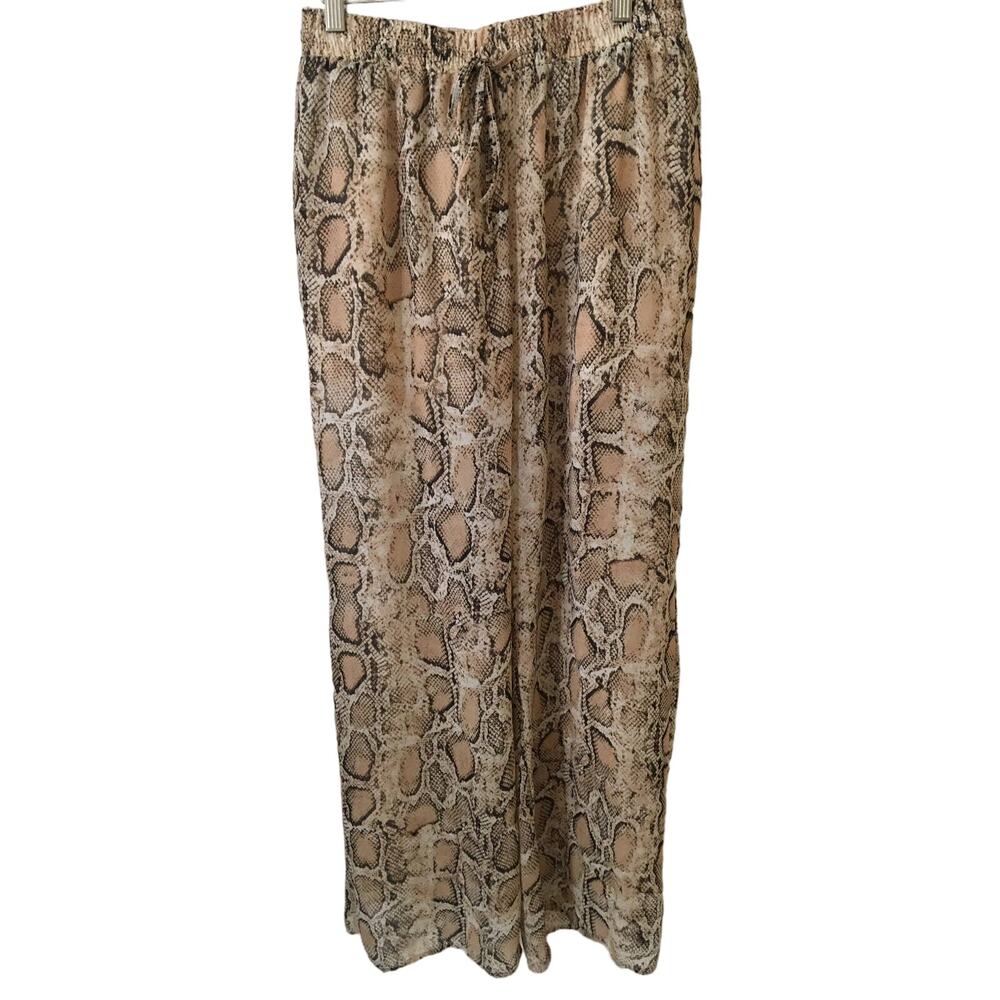 Privy Privately Privileged Small Wide Leg Sheer Snake Skin Pattern Pants